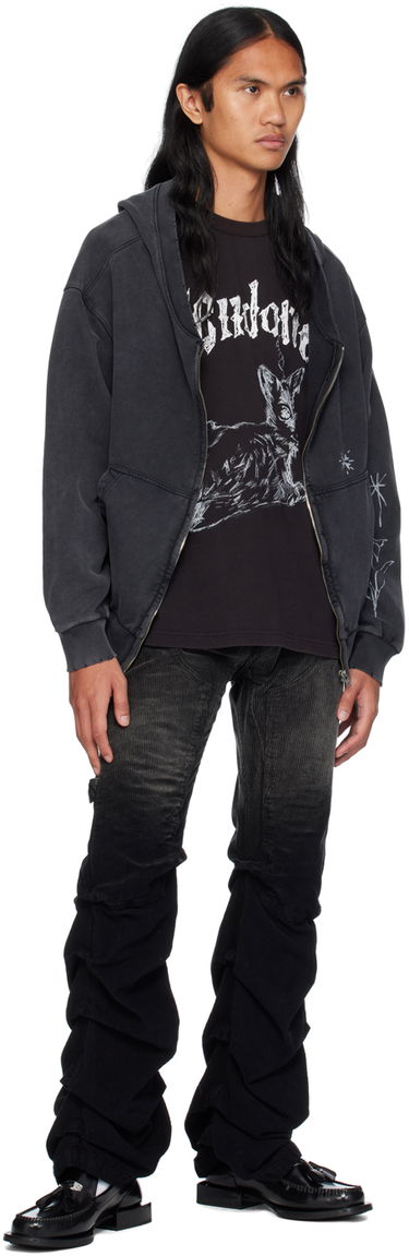 Суитчър We11done We11done Wide Neck Graphic Zip Hoodie Черно | WD-TJ2-24-845-U-BK, 3