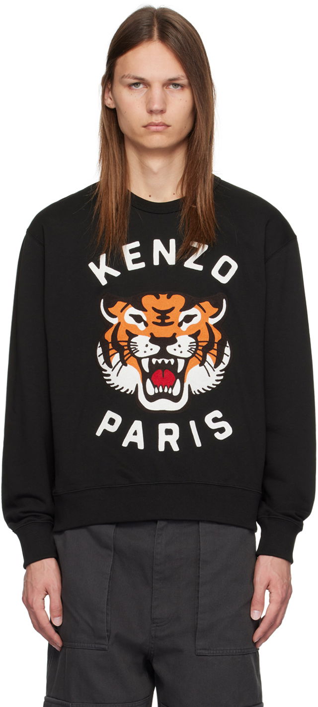 Суитчър KENZO Black Paris Lucky Tiger Sweatshirt Черно | FE68SW1064MF