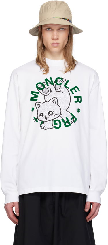 Пуловер Moncler Moncler Genius x FRGMT Hiroshi Fujiwara Cartoon Logo Long Sleeve T-Shirt Бяло | K109U8D00001M3265, 0