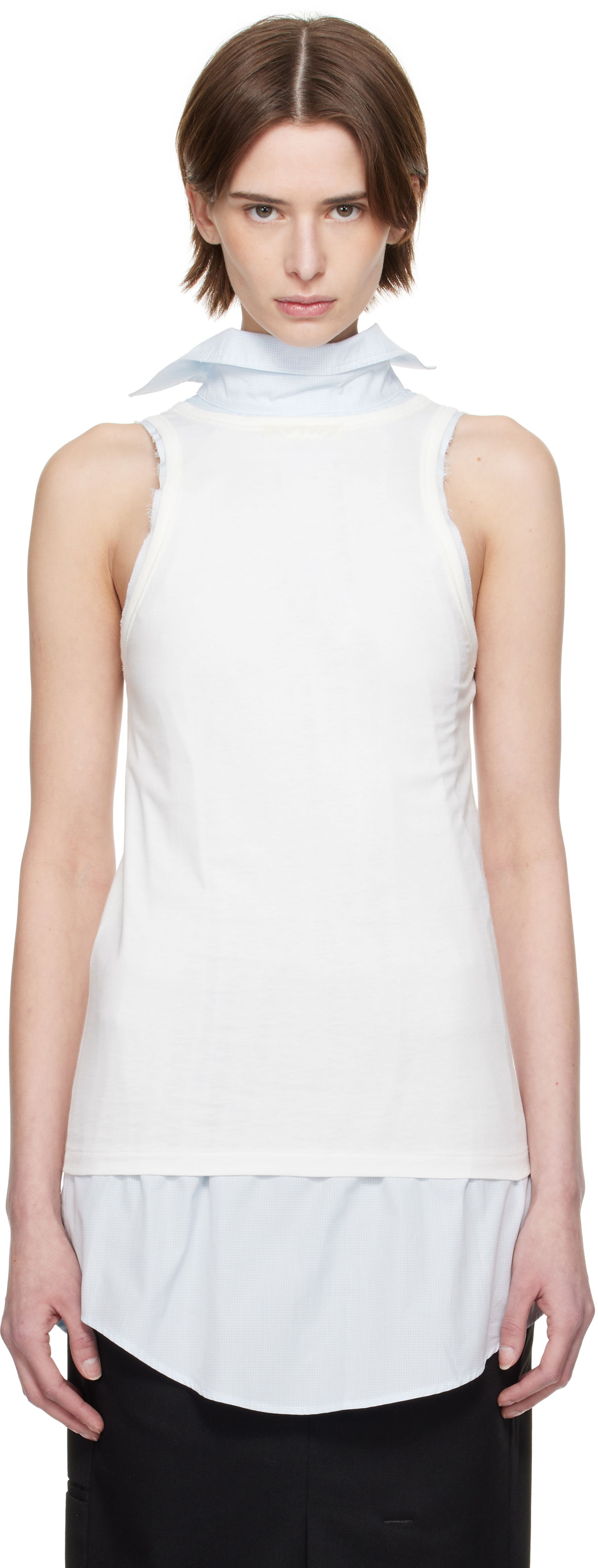 Потник Maison Margiela Maison Margiela Back To Front Check Sleeveless Top Бяло | S51NL0046 MTJ027, 0