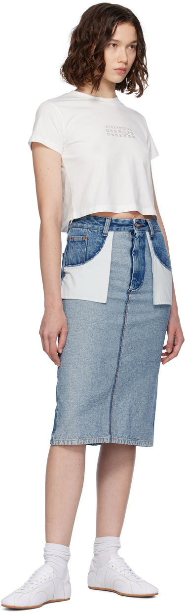 Пола Maison Margiela MM6 Maison Margiela Faded Denim Midi Skirt Синьо | S52ME0024 M30018, 3