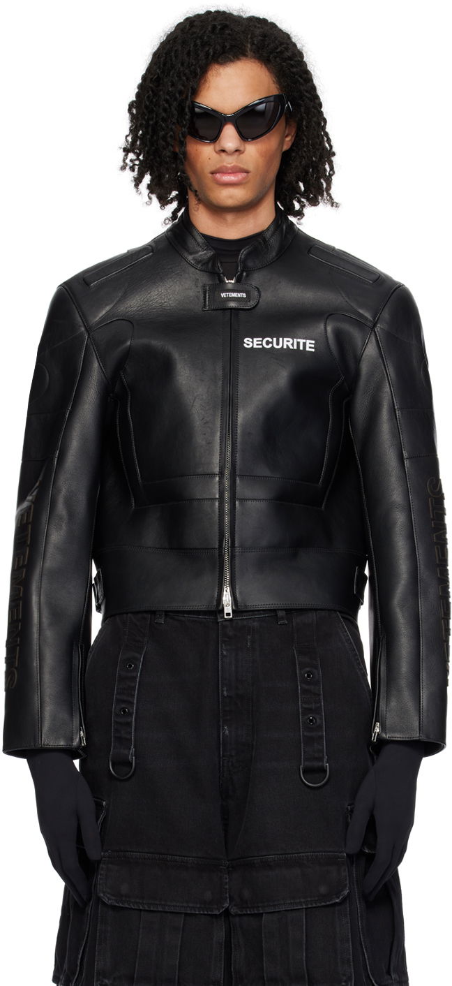 Яке VETEMENTS Securite Motorcross Leather Jacket Черно | UE64JA910B