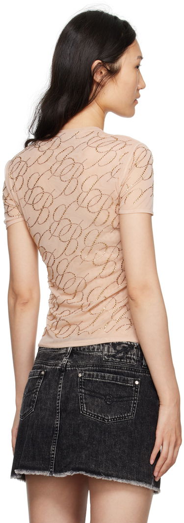 Тениска Blumarine Blumarine Crystal-Cut T-Shirt Бежово | A344C047A, 2