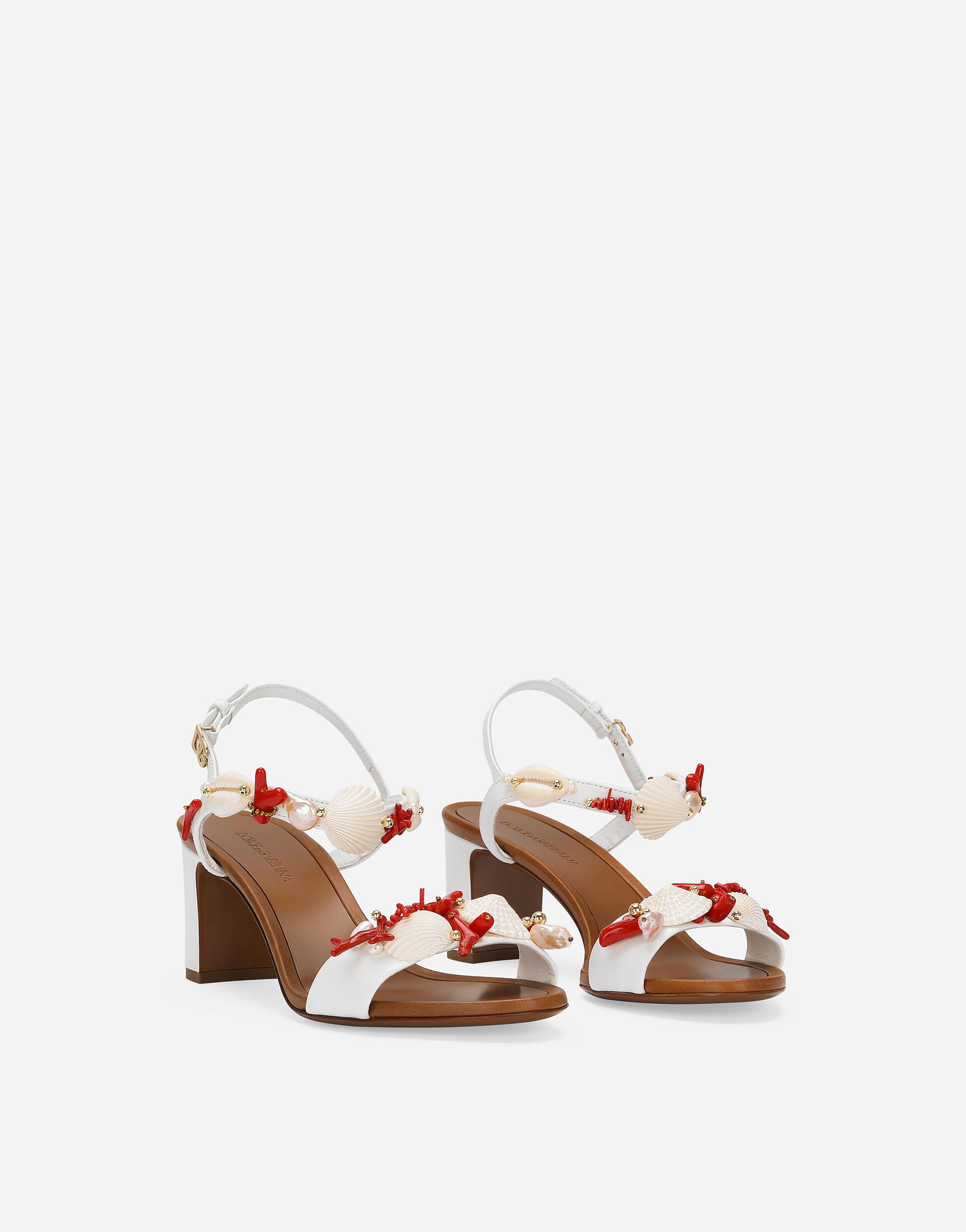 Кецове и обувки Dolce & Gabbana Nappa Leather Sandals With Coral Embroidery Бяло | CR1746AW1168V135, 1