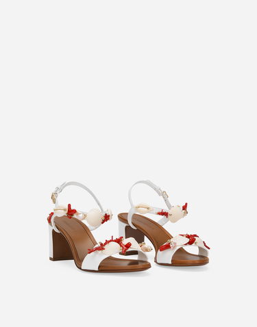 Кецове и обувки Dolce & Gabbana Nappa Leather Sandals With Coral Embroidery Бяло | CR1746AW1168V135, 1
