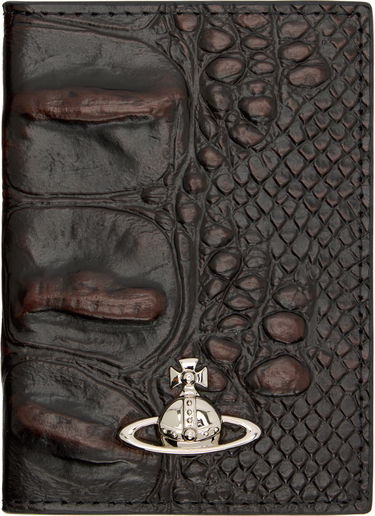 Портфейл Vivienne Westwood Embossed Crocodile-Effect Vertical Card Holder with Orb Logo Кафяво | 5115002WW-L00BO-, 0