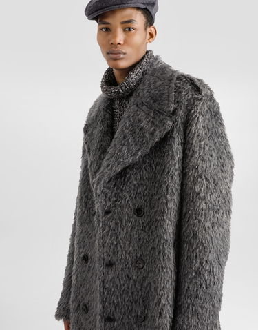 Палта Dolce & Gabbana Long Double-breasted Fur-effect Coat Сиво | G054CTFUZDDS8290, 3