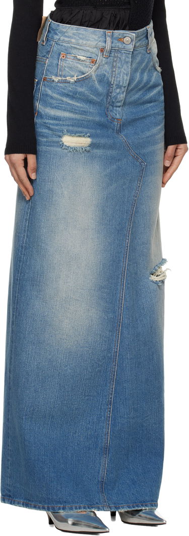 Пола Maison Margiela MM6 Maison Margiela Twisted Maxi Denim Skirt Синьо | S52MI0016 M30016, 1