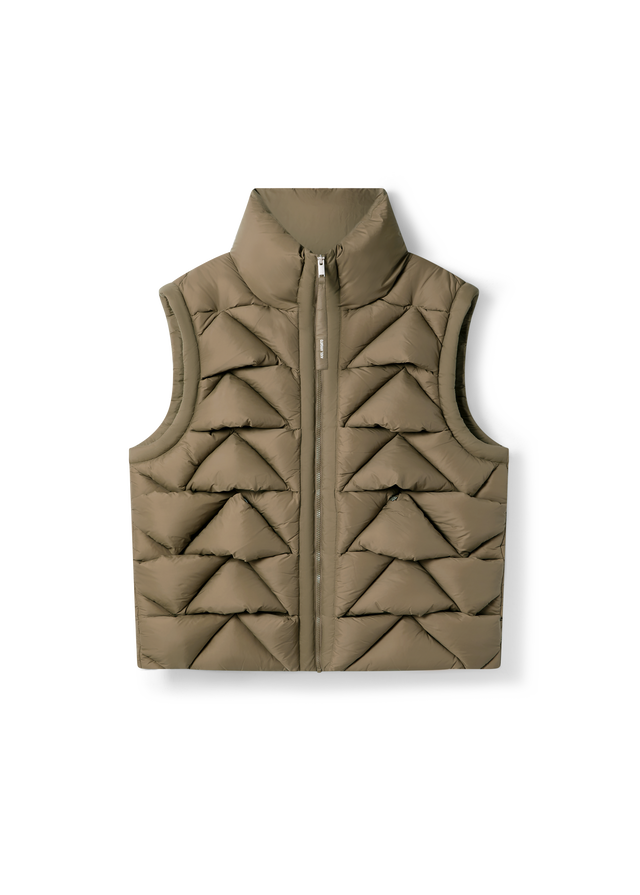Knit Geometric Quilted Puffer Vest