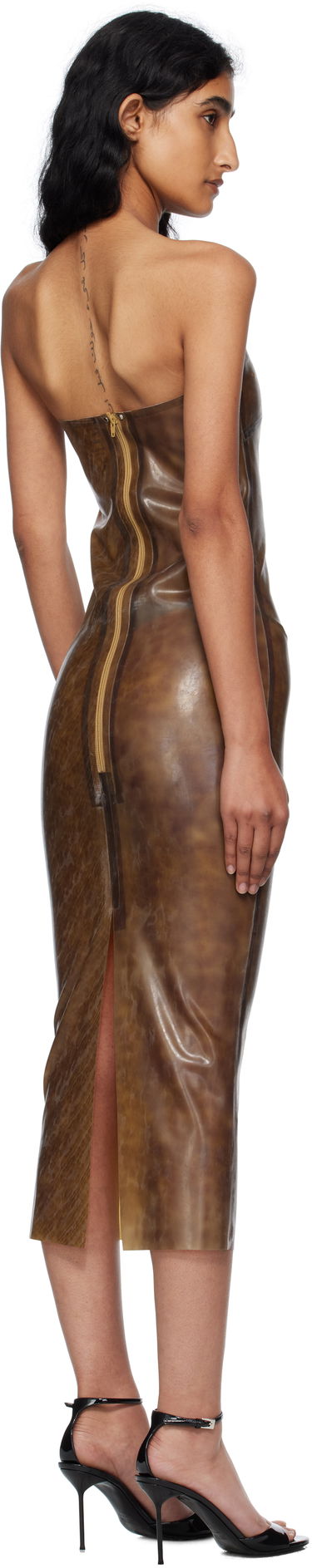 Pокля Miaou Miaou Lila Latex Midi Dress Кафяво | 5025LTXLEO, 2