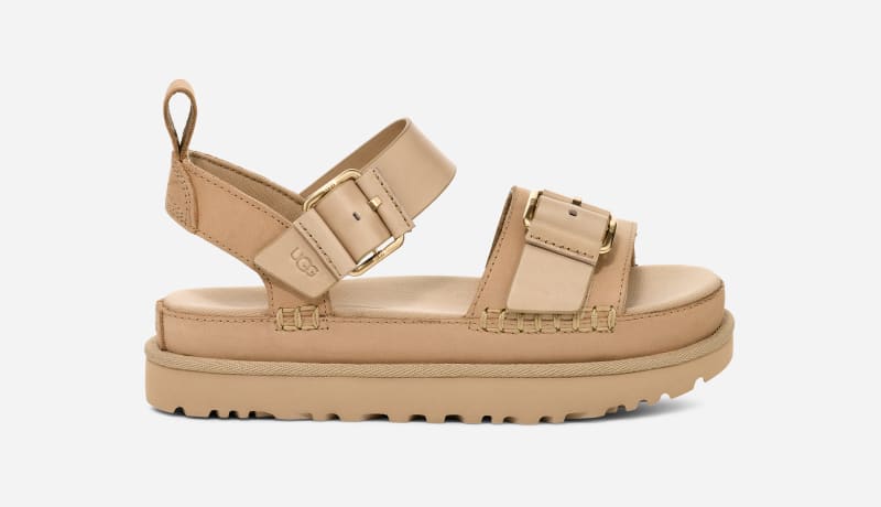 Кецове и обувки UGG Goldenstar Villa Leather Platform Buckle Sandals Бежово | 1167392-MDSD