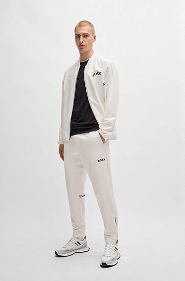 Тениска BOSS Matteo Berrettini Stretch-Jersey T-Shirt with Signature Details Черно | 50521983, 1