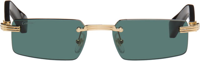Rimless Rectangular Sunglasses with Banded Hardware
