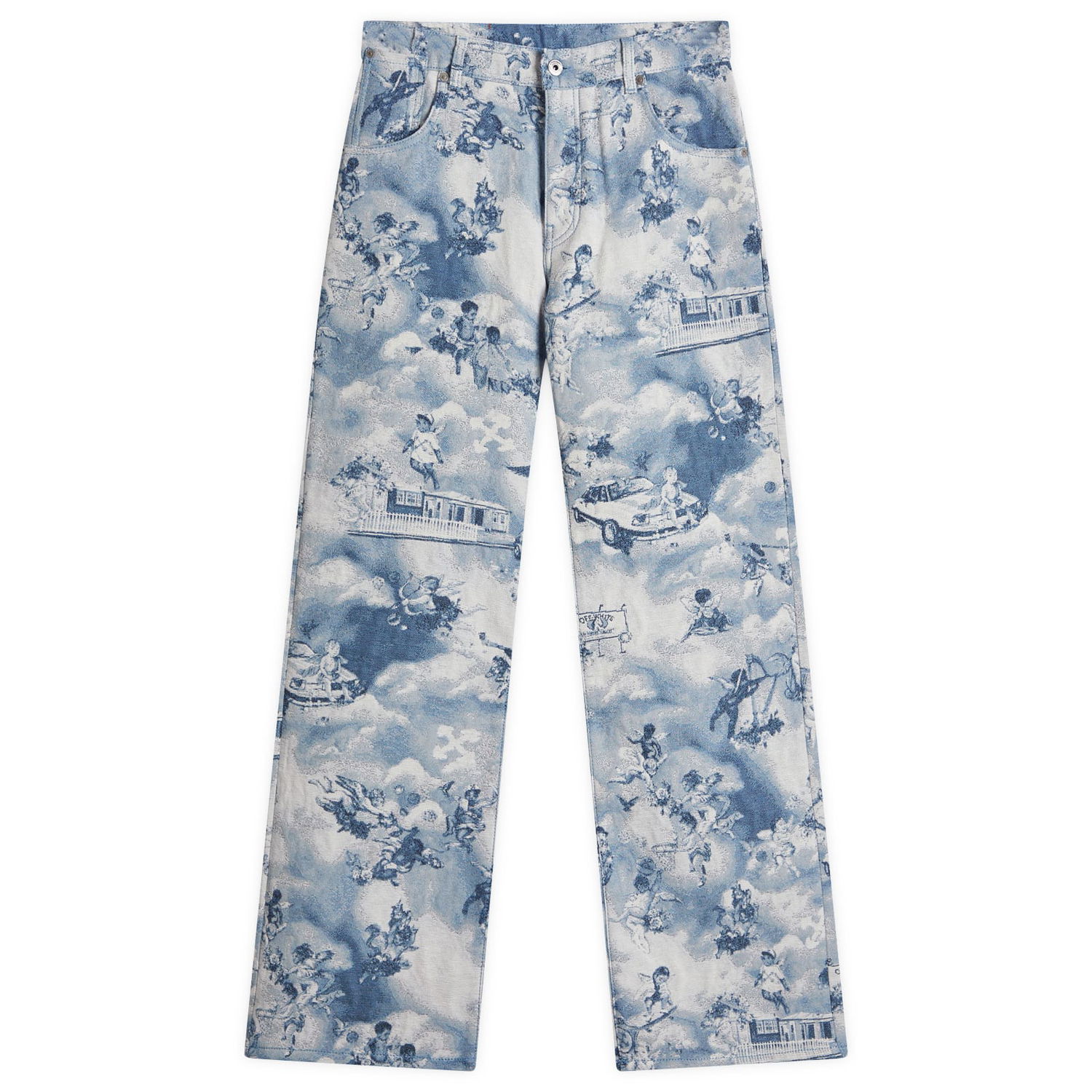Дънки Off-White Off-White Fresco Tapestry Wide 5 Pocket Jeans Size 30 Синьо | OWYA062S25FAB0014200, 0