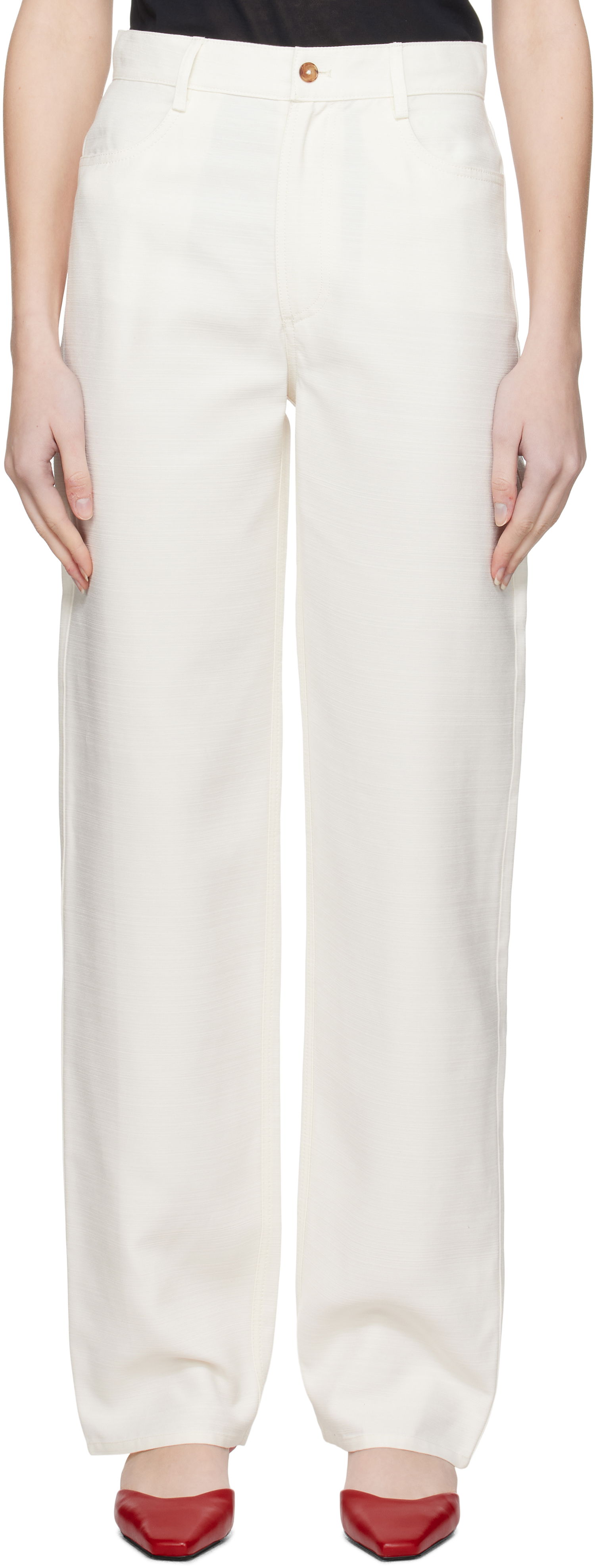 Панталони Loulou de Saison Loulou de Saison Ardea Trousers Бяло | ARDEA, 0