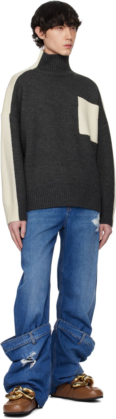 Пуловер JW Anderson JW Anderson Dual Tone Turtleneck with Patch Pocket Сиво | KW1308-YN0367, 3