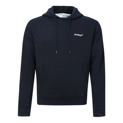 Суитчър Off-White Logo Embroidered Hoodie Тъмно синьо | OMBB034E181920011000, 0