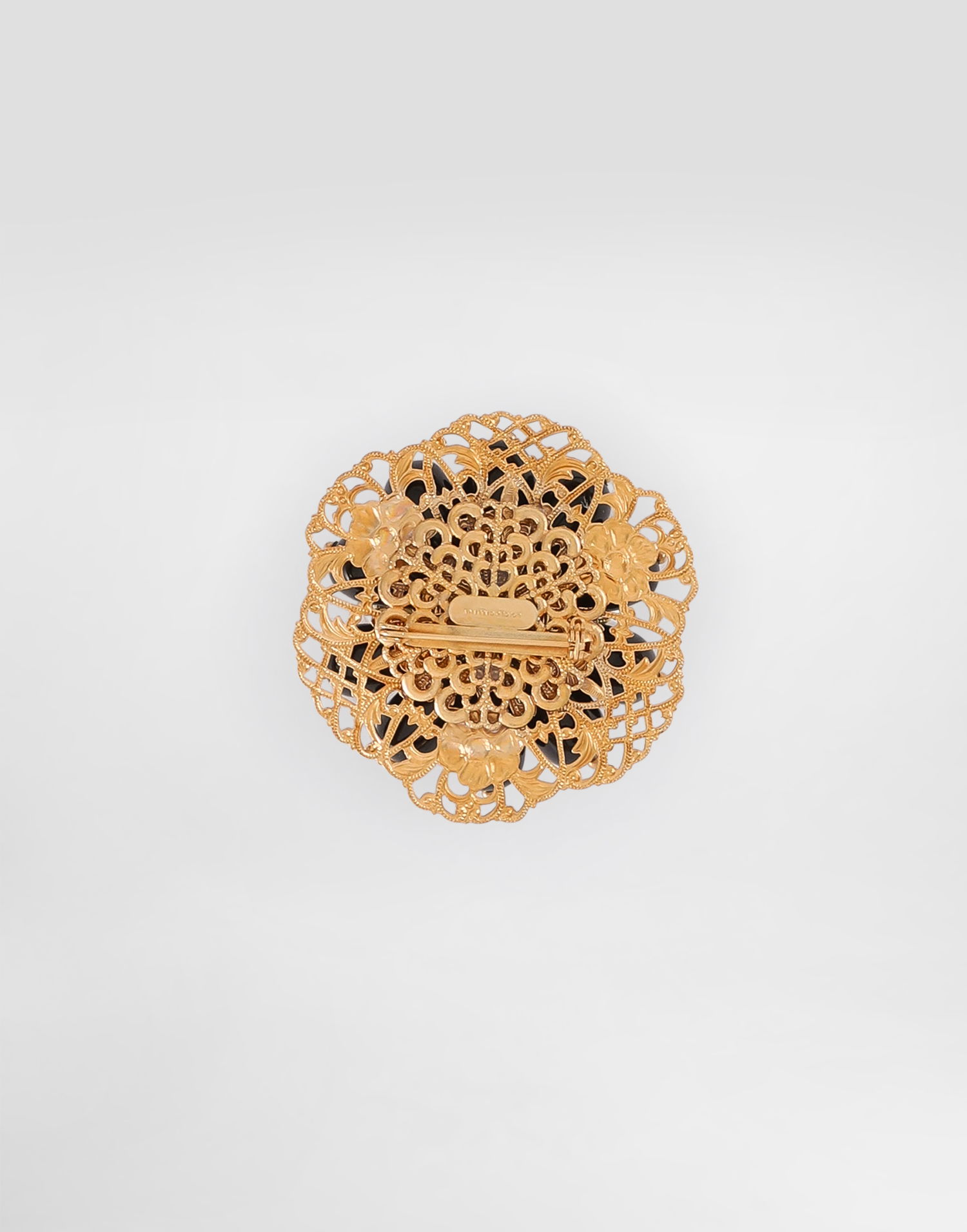 Значка Dolce & Gabbana Dolce & Gabbana Gold Tone Floral Brooch with Black and White Beads Черно | WPR1I2W1111ZOO00, 1