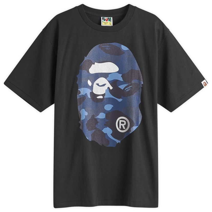 Тениска BAPE A Bathing Ape Men's Camo Big Ape Head T-Shirt in Black/Navy, Size Large | END. Clothing Черно | 001TEK301018M-BKN