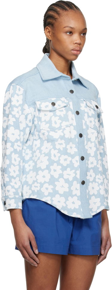 Риза MSGM MSGM Floral-Print Denim Shirt Синьо | 3841MDE231 257272, 1