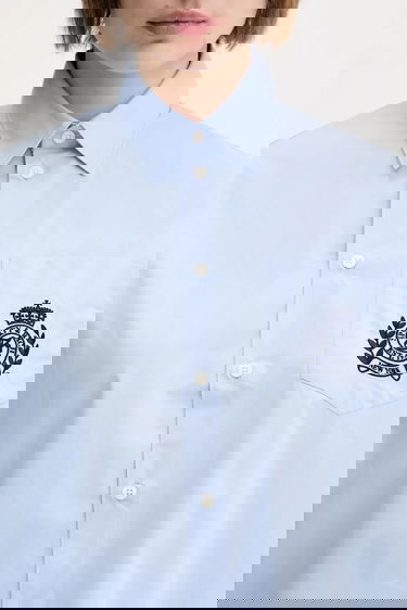 Риза Sporty & Rich Sporty & Rich H&W Crest Oversized Relaxed Fit Shirt Синьо | SI006612241BL59, 3