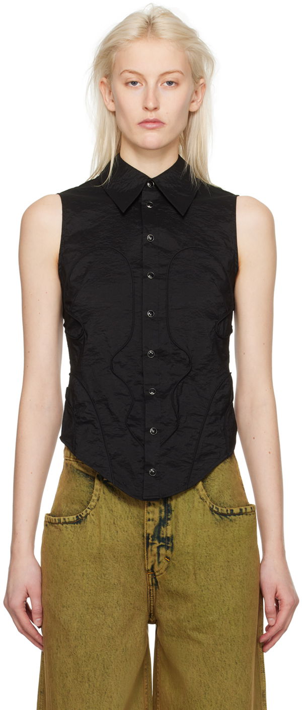 Риза Eckhaus Latta Contour Shirt Черно | 9007-EL-PS24-T -, 0
