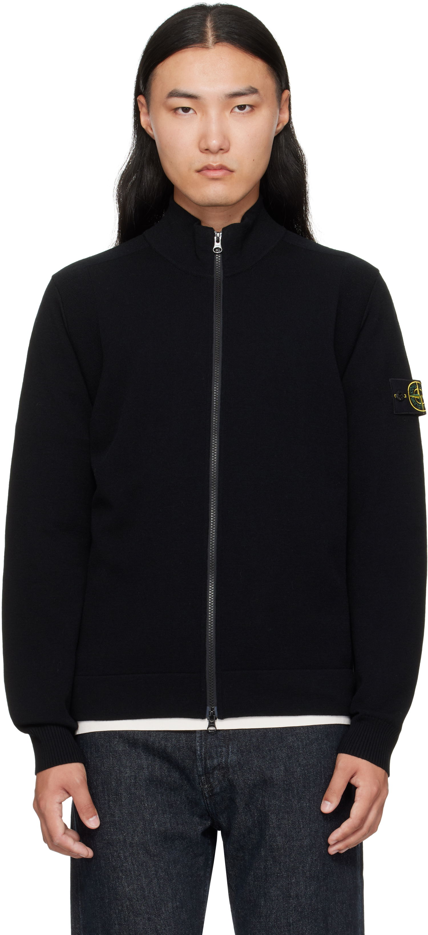 Суитчър Stone Island Stone Island Stretch RWS Wool Zip-Up Sweatshirt Черно | K2S15 5100062 S00A1, 0