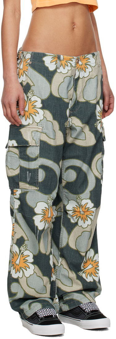 Карго панталони ERL Embroidered Floral Print Cargo Pants Жълто | ERL06P001, 4