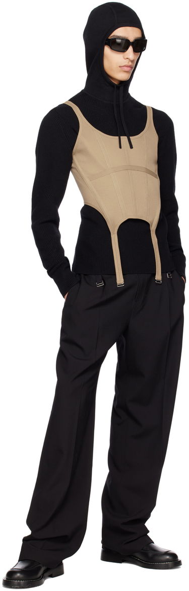 Пуловер Dion Lee Dion Lee Paneled Knit Hoodie Черно | C7158R23, 3