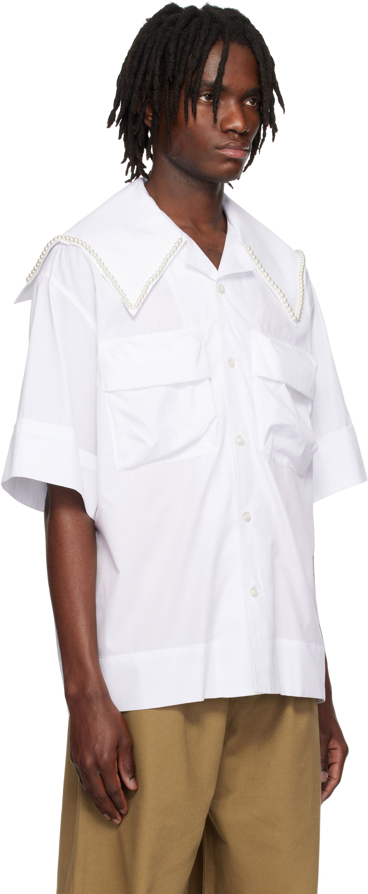 Риза Simone Rocha Simone Rocha Cargo Flap Pocket Sailor Collar Shirt Бяло | 5312B 1025, 1