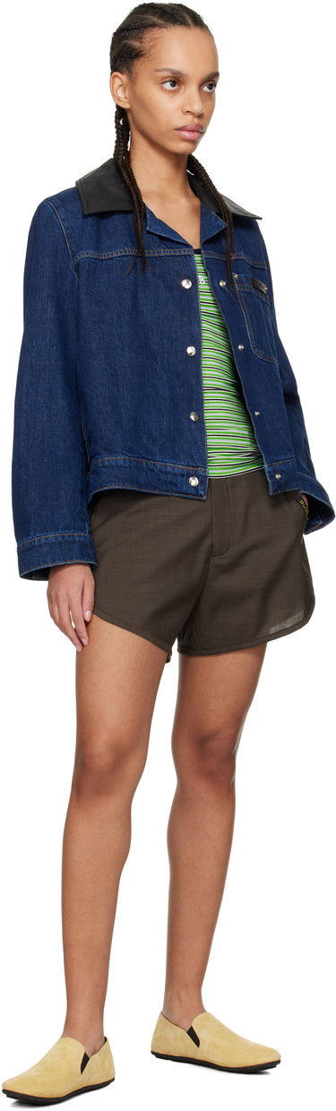 Яке Wales Bonner Wales Bonner Denim Jacket with Faux Leather Collar Синьо | WS25DE14-DE01-599, 3
