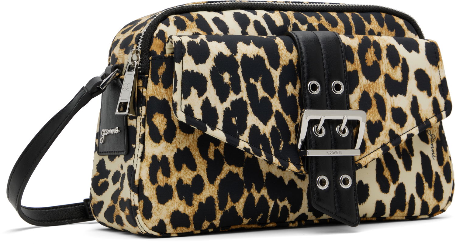 Чанта през рамо GANNI GANNI Bucky Leopard Print Nylon Camera Bag Многоцветен | A6535, 1