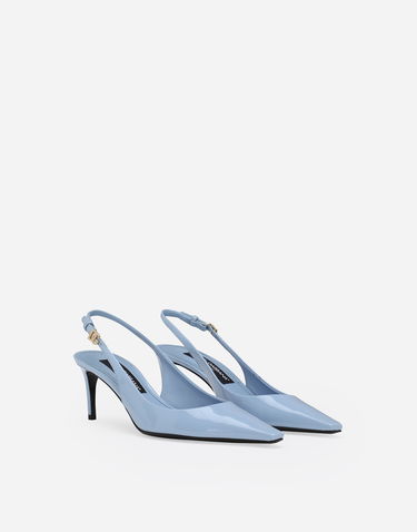 Кецове и обувки Dolce & Gabbana Polished Calfskin Slingbacks Синьо | CG0805A103780789, 1
