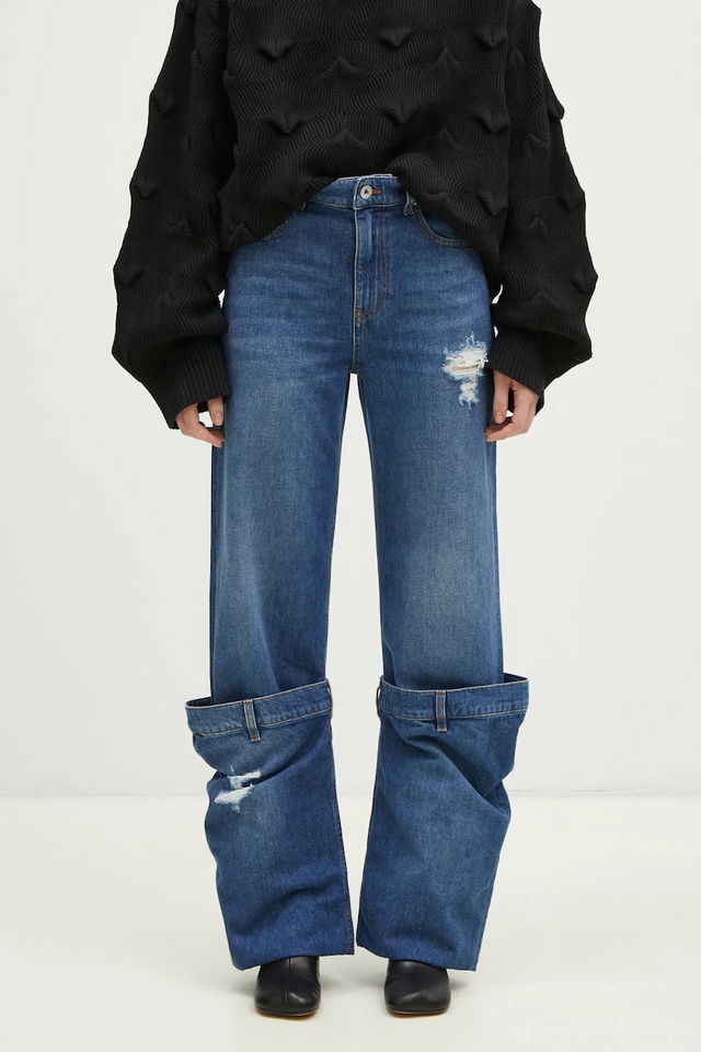 JW Anderson Ripped Wide-Leg High Waist Exaggerated Cuff Bucket Jeans