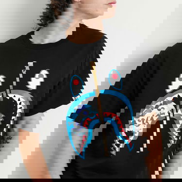 Тениска BAPE Abc Camoilo Shark Graphic Tee, Size Large Черно | 002TEL301003M-BBU, 5