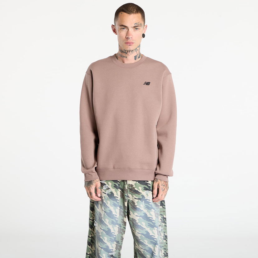 Суитчър New Balance New Balance Linear Graphic Fleece Crew Sweatshirt Кафяво | MT53529EAS
