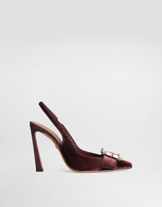 Dolce & Gabbana Velvet Slingbacks With Jeweled Buckle