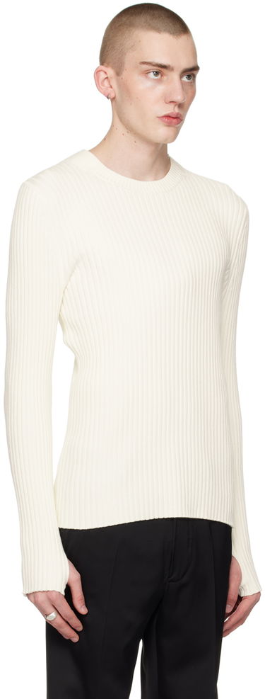 Пуловер Helmut Lang Helmut Lang Cutout Ribbed Knit Sweater Бяло | O01HM701, 1