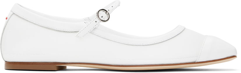 Облекло Aeyde Aeyde Uma Mesh Toe-Cap Ballerina Flats Бяло | A11-FL-RKLS08FL181-SS25-1020-007