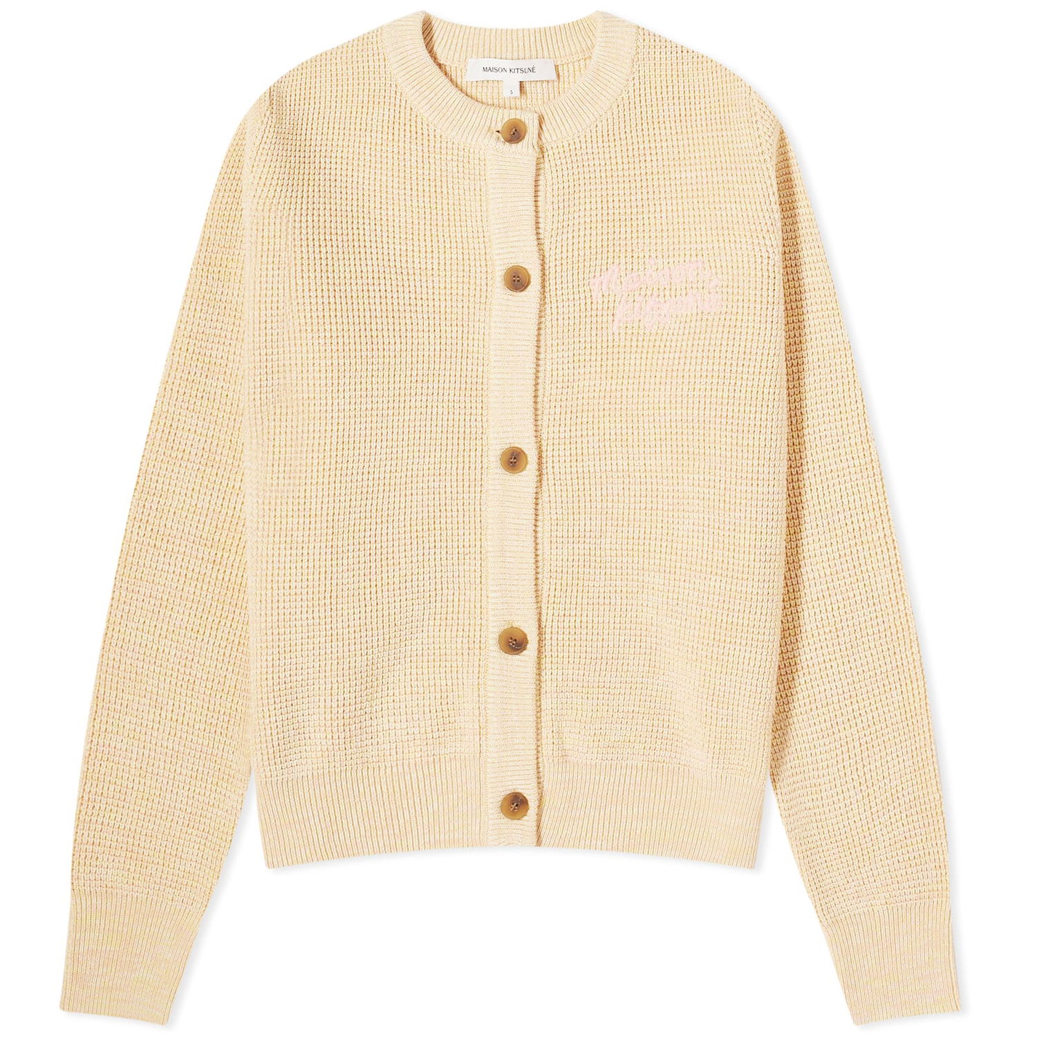 Пуловер MAISON KITSUNÉ Maison Kitsuné Handwriting Comfort Cardigan Бежово | MW00504KT1108-H712, 0