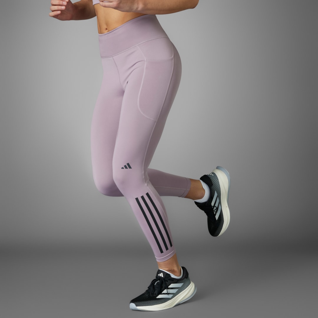 Клинове adidas Performance DailyRun 3-Stripes 7/8 Leggings Лилаво | IU1629, 0