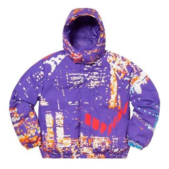Пухо яке Supreme City Lights Print Puffy Jacket Лилаво | SUP-SS20-356