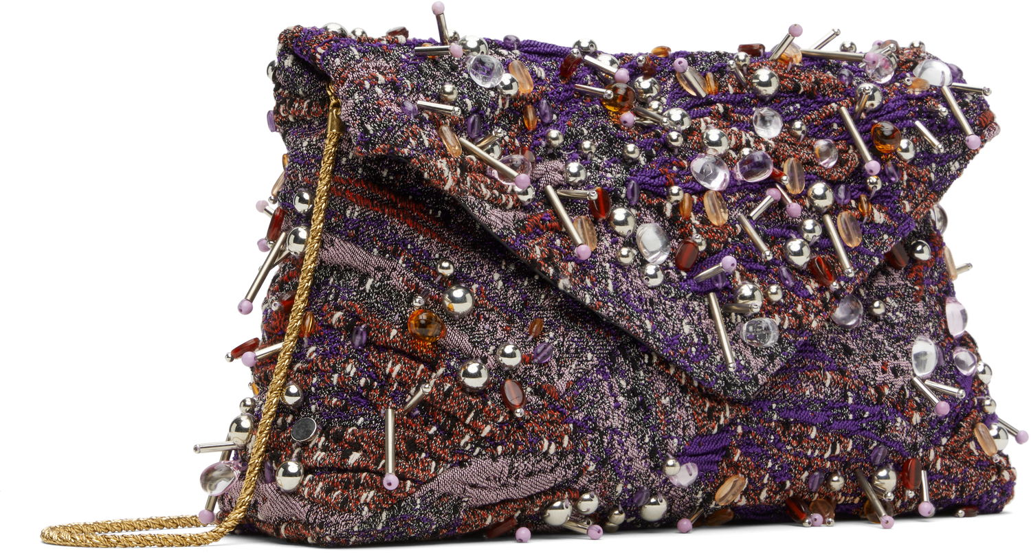 Дамска чанта Dries Van Noten Dries Van Noten Embellished Envelope Clutch Bag Лилаво | 251-011513-896, 1