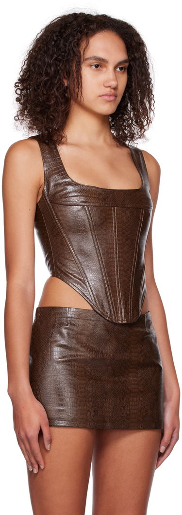 Пола Miaou Miaou Campbell Faux Leather Corset Tank Top Кафяво | 7020PYPCPY, 1