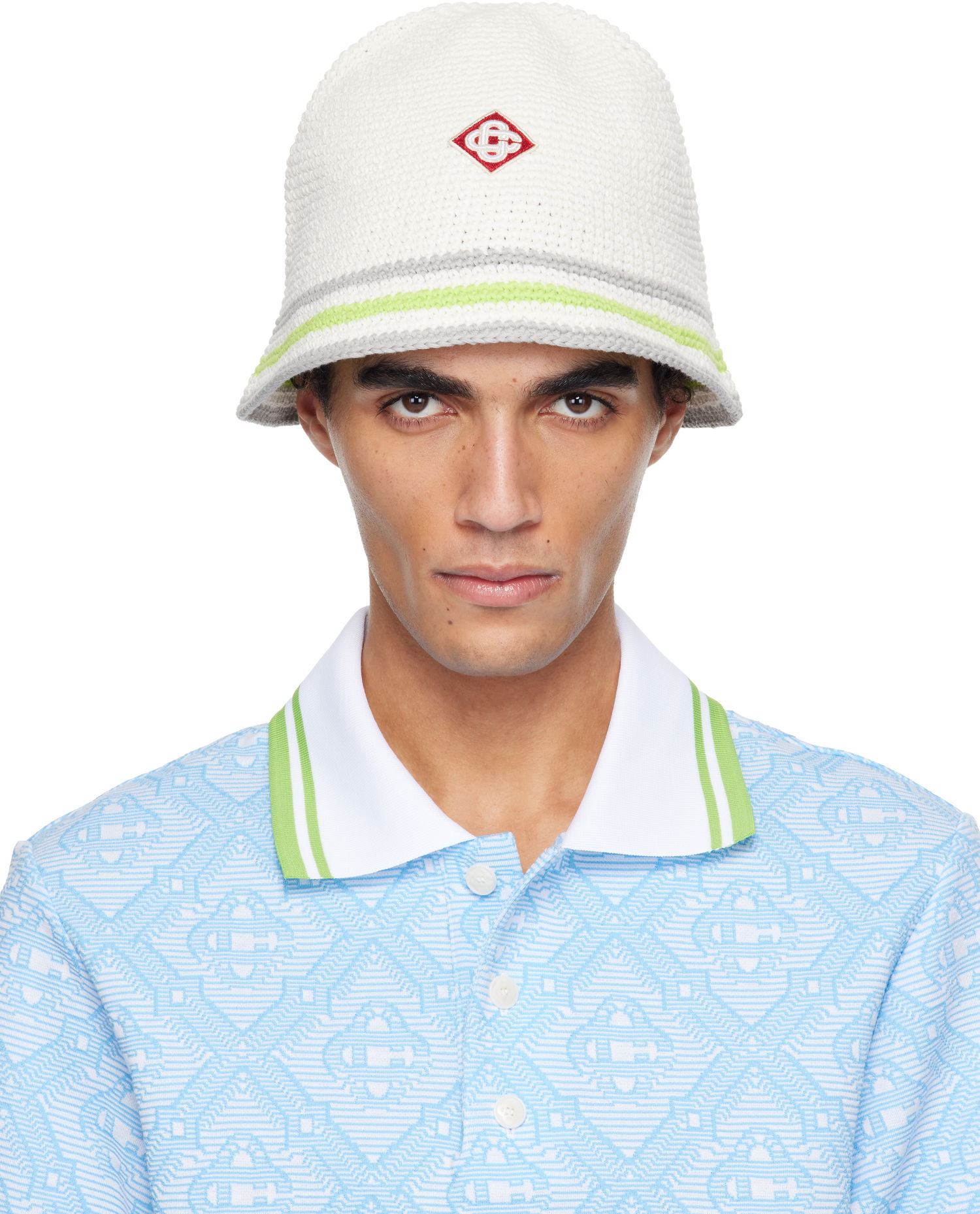 Шапка Casablanca Casablanca Stripe Crochet Bucket Hat Зелено | A-SP26-HAT-108-01, 0