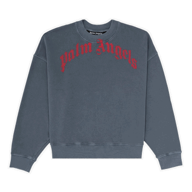 Пуловер Palm Angels Vintage Wash Curved Logo Crewneck Сиво | PMBA026R21FLE0064625, 0