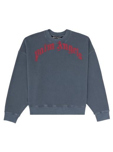 Пуловер Palm Angels Vintage Wash Curved Logo Crewneck Сиво | PMBA026R21FLE0064625