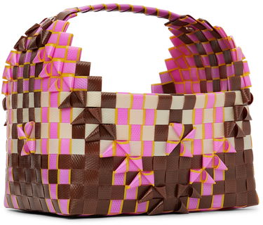 Голяма пазарска чанта Marni Marni Kids Woven Rainbow Tote Розово | M00815-M00IW, 2