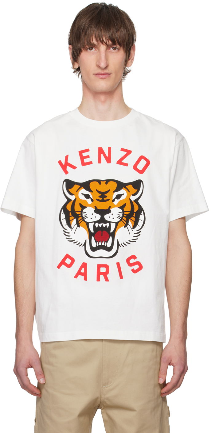 Тениска KENZO Paris Lucky Tiger T-Shirt Бяло | FE58TS0064SG