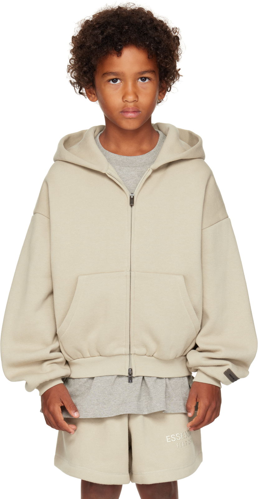 Суитчър Fear of God ESSENTIALS Kids Fleece Zip-Up Hoodie Бежово | 785SP252036K